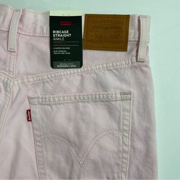 NWT Levi's Premium Jeans Size 32 x 27 Pink Ribcage Straight Ankle Tie Dye‎ - Picture 9 of 14